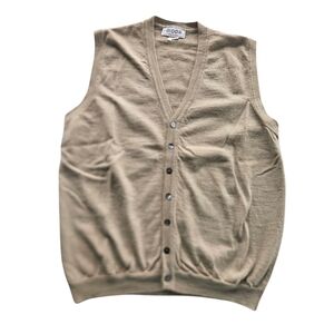MODA Italian Merino Wool Tan Button-Up Vest | SZ L